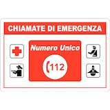 thumbnail of cartello alluminio 300x200 mm chiamate di emergenza - numero unico 112