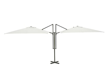 METRO PROFESSIONAL Guarda-sol duplo quadrado, aço, 2.5 x 2.5 m, repelente de água, branco/cinzento