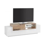 thumbnail of Dmora Mobile porta TV Pablo, Credenza bassa da soggiorno, Base porta TV, 100% Made in Italy, cm 160x45h51, Bianco lucido e Acero