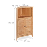 thumbnail of Relaxdays Eckschrank, Bambus, HxBxT: 92 x 58 x 30 cm, Badschrank mit 2 Lamellentüren, Eckkommode für Bad & Küche, natur