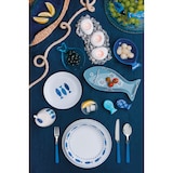 thumbnail of Excelsa service 18 assiettes Ocean porcelain blanc et bleu