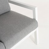 thumbnail of Sofá jardín de aluminio reforzado color blanco, 3 plazas, Cojines color gris, Altura 107 cm