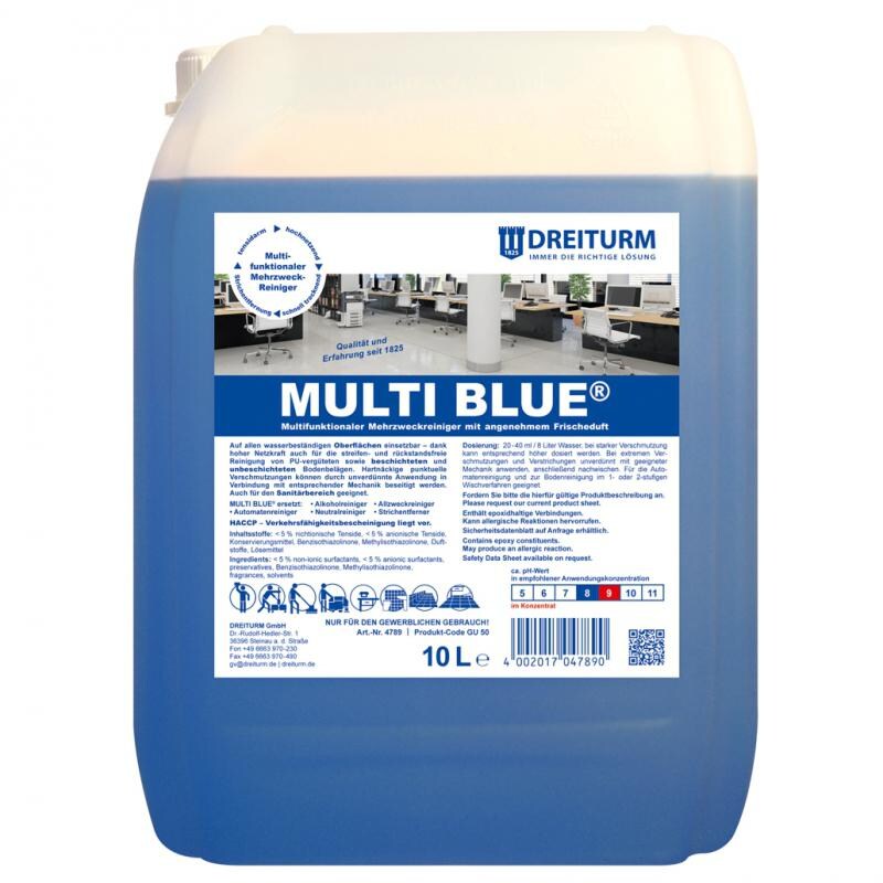 Dreiturm Multi Blue mit angenehmem Frischeduft Multifunktionaler Mehrzweck-Reiniger 10 l Kanister