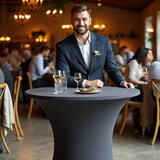 thumbnail of DETEX® Stehtischhusse Grau 60-65cm Verstärkter Fußbereich 30°C Waschbar Stehtisch Hussen Stretch Tisch Überzug Bezug