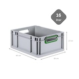 thumbnail of PROREGAL SparSet 5x Eurobox NextGen Color mit Auflagedeckel & Verschlüsse, HxBxT 17x30x40cm, 16L, Grau, Griffe grün offen, Eurobehälter, Box