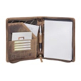 thumbnail of Greenburry Schreibmappe A5 Leder braun mit Reißverschluss Handwerkermappe Notizmappe (antik Look) inkl. Briefblock 1633-25-S