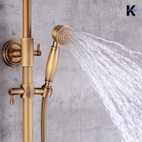 thumbnail of KLARWERK® JANA | Vintage Duscharmatur Set mit Regendusche & Handbrause Messing Gold | Edelstahl Retro Design Duschsystem | Duschsäule Mischbatterie