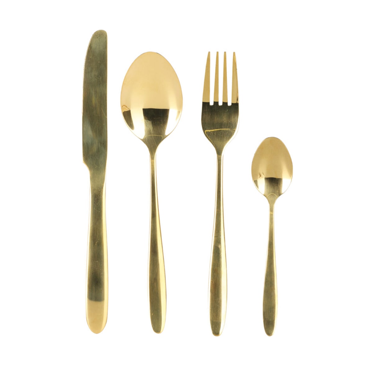 WellHome - Conjunto de talheres de aço inoxidável banhado a ouro com 24 peças