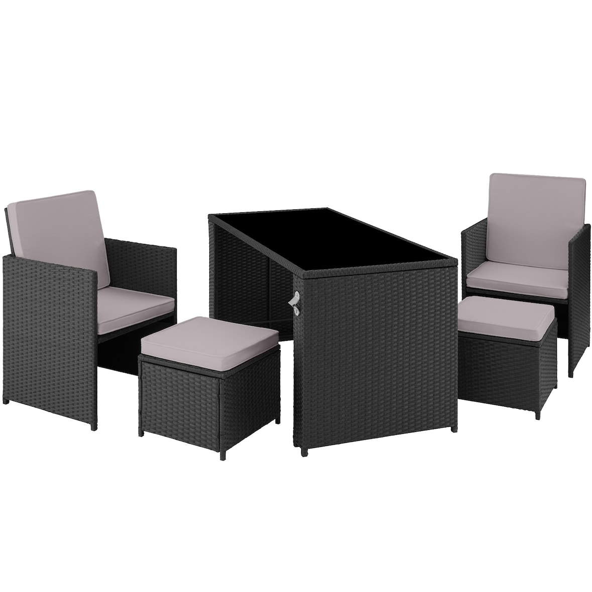 tectake Conjunto de ratán Palermo   negro/gris - 404330