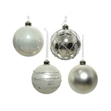 thumbnail of Christbaumkugel Weihnachtskugel Glas D: 10cm glänzend matt silber weiß 4er Set