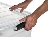 thumbnail of 3 Stück Aufbewahrungsbox transparent 60 Liter mit Deckel und Klickverschluss 610 x 450 x 360 mm inkl. Rollen