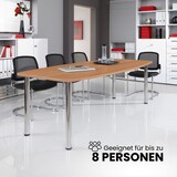 thumbnail of bümö Konferenztisch oval 220x103 cm großer Besprechungstisch in Eiche, Besprechungstisch mit Chromfüßen, Meetingtisch für 8 Personen, XXL-Tisch für