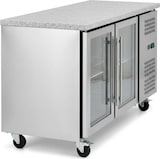 thumbnail of Romux® Kühltisch mit 2 Glastüren 136x70 cm mit Marmor-Arbeitsplatte und Luftkühlung | Theken Kühlschrank aus Edelstahl mit 282 L und 650 W