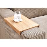 thumbnail of KAWOLA Sofá extra ancho MADELINE con bandeja de madera natural para reposabrazos Cord taupe