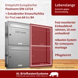thumbnail of AL Briefkastensysteme 4 Fächer Premium Edelstahl Unterputz Briefkasten Anlage für Post A4, modern, robust, wetterfest, Artikelnummer: 331T4U2