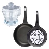 thumbnail of BERGNER - Juego de 2 Sartenes Ø24//28cm en aluminio fundido con mango de baquelita con Exprimidor NATURALLY 40W 1,2 L