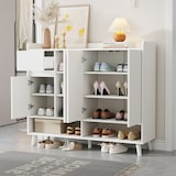 thumbnail of Moderne Sideboard Kommode Schuhschrank 120x35x99 cm in Weiß mit 4 Türen und 1 Schublade, Flexibles Regal