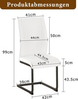 thumbnail of Esszimmerstuhl Set 2er Kunstleder Weiß+Schwarz 99x44x45 cm mit ergonomischer Rückenlehne, stabilem Metallgestell, modernem Design