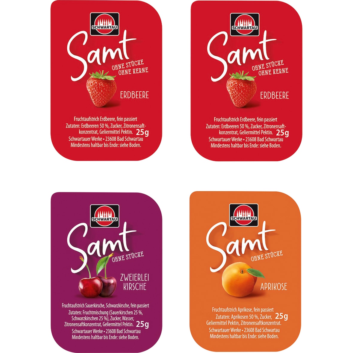 Schwartau Samt Fruchtaufstrich Mix 100 Portionen x 25 g (2,5 kg)