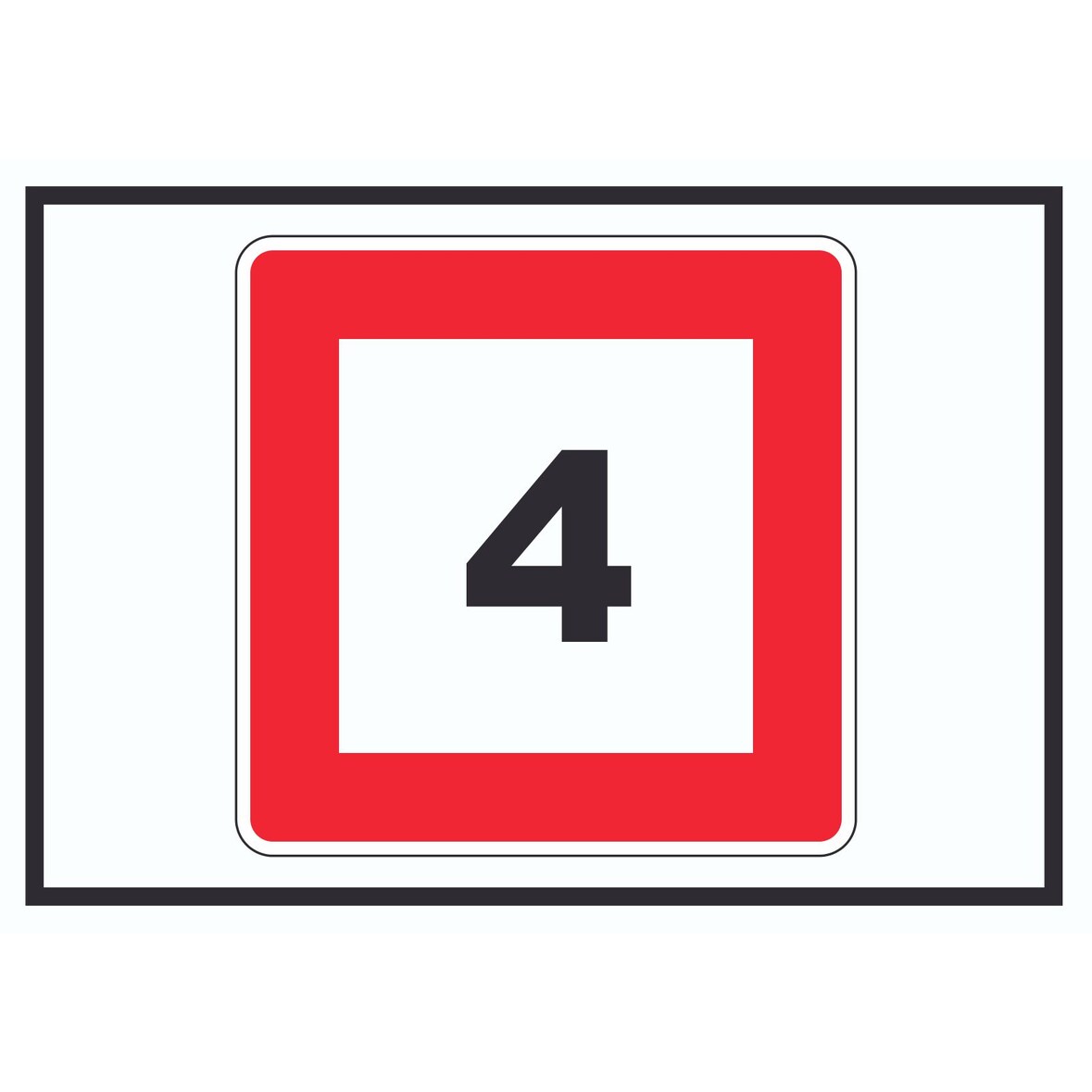 Höchstgeschwindigkeit 4 km/h nicht zu überschreiten Schild mit Symbol A4 (210x297mm)