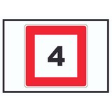 thumbnail of Höchstgeschwindigkeit 4 km/h nicht zu überschreiten Schild mit Symbol A4 (210x297mm)