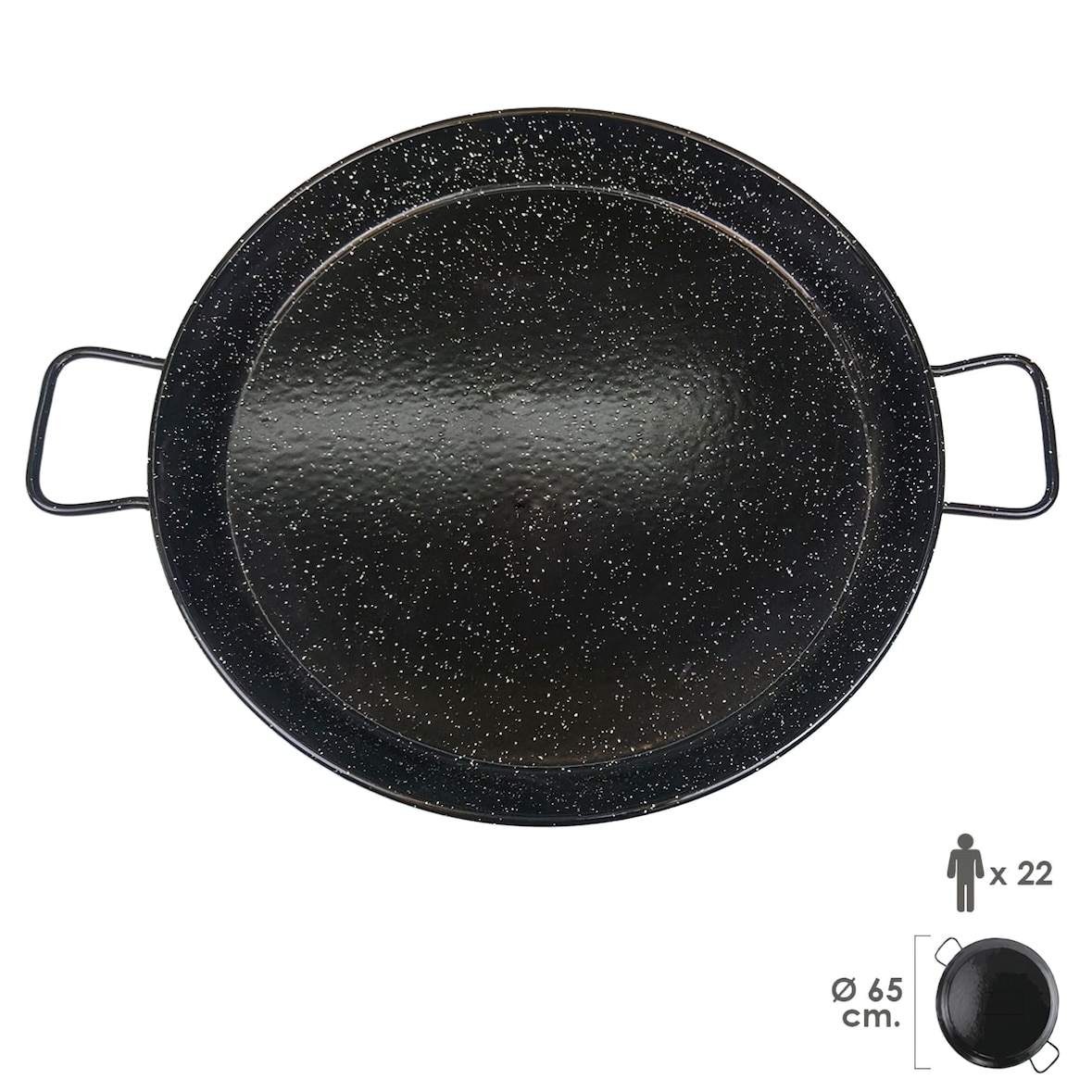Emaillierte valencianische Paella-Pfanne 22 Personen/ 65 cm.