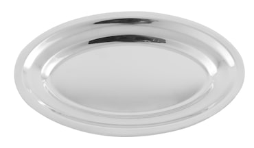 METRO PROFESSIONAL Bandeja de servicio, acero inoxidable, 45 x 29.5 x 2.3 cm, ovalada, plata