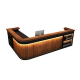 thumbnail of Bartresen, Empfangstheke in Holzoptik (mit Ecke) – Holzmaserungsdesign, geeignet für Bar, Restaurant & Café Braun 180x60cm 【Hutaohei 180 ZJ60】