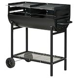 thumbnail of Barbecue A Carbone Con 2 Griglie Regolabili BBQ In Acciaio Resistente Con Ruote E Ripiano Portaoggetti Giardino Terrazzo 90 x 45 x 96 Cm Nero