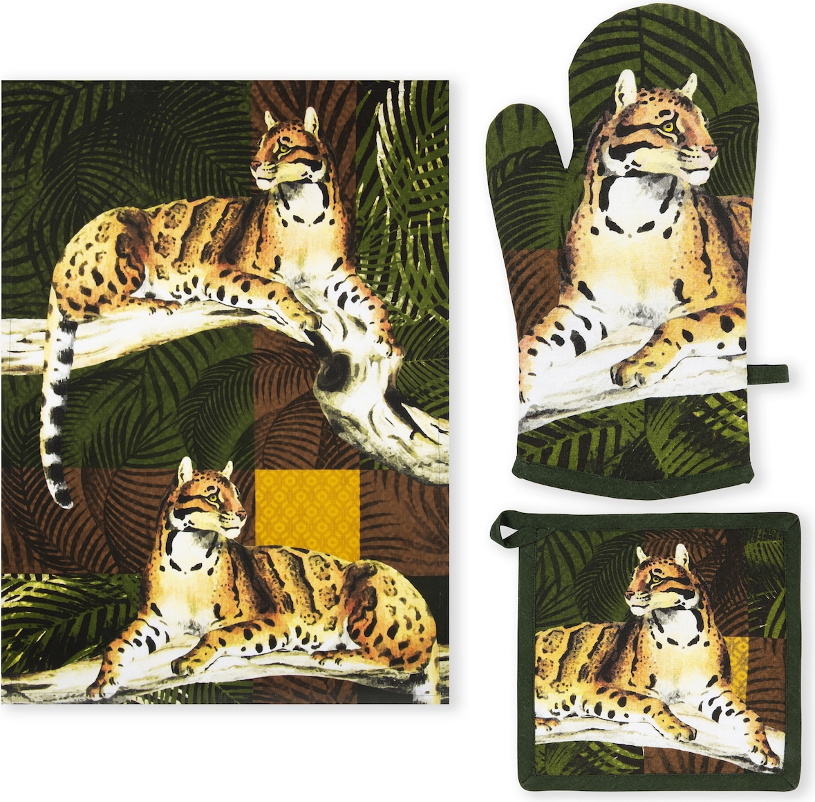 Excelsa Küchentextilien-Set 3-Teilig Leopard Bunt