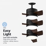 thumbnail of Ventilador Techo Bora 70W 118cm Negro/Madera luz led