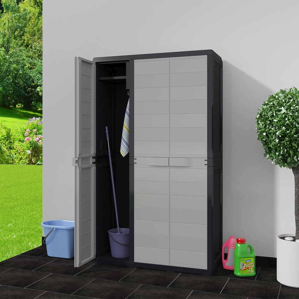 vidaXL Gartenschrank mit 4 Regalen Schwarz und Grau