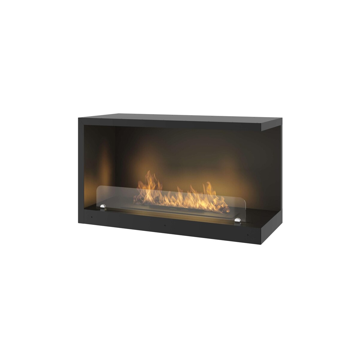 Camino a Bioetanolo da Incasso 80x45 cm Inside P800 V2 Angolo a Destra Nero con Vetro