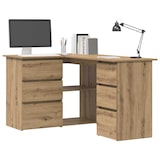 thumbnail of Bureau d'angle chêne artisanal 145x100x76 cm bois d'ingénierie Modèle Milan Compact