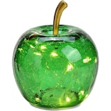 thumbnail of LED Dekolampe Apfel Glas 10er LED Lichterkette Timer Ø11cm dunkelgrün