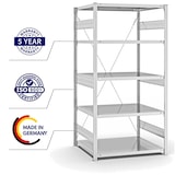 thumbnail of PROREGAL Fachbodenregal Stecksystem | Grundregal | HxBxT 200x100x80cm | 5 Ebenen | Fachlast 330 kg | Einseitig nutzbar | Lichtgrau