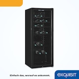 thumbnail of Exquisit Glastürkühlschrank GKS240-GT-160C schwarz | Nutzinhalt: 237 L | Türschloss | 6 Gitterablagen | Umluftventilator | Standgerät