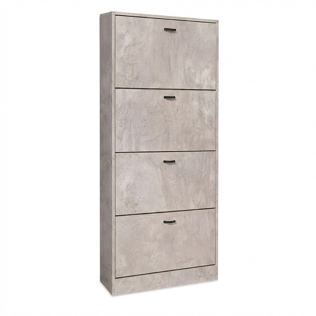 Scarpiera Slim Ante Mobile Porta Scarpe Ingresso Salvaspazio 63x24x150 Cm - Cemento
