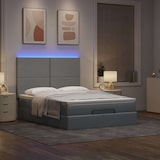 thumbnail of vidaXL Ottoman-Bett mit Matratze & LEDs Hellgrau 140x190 cm Stoff