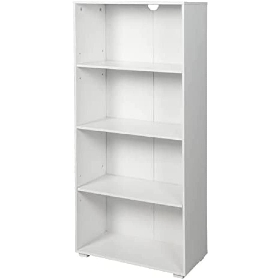 King Home Bibliothèque à 4 compartiments en bois plaqué avec pieds en bois blanc