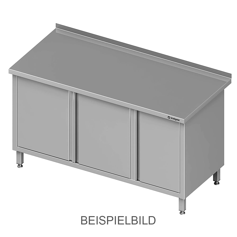 Stalgast Edelstahl Arbeitsschrank mit Flügeltüren, 1500x700x850 mm, mit Flügeltürschrank links, mit Aufkantung, verschweißt