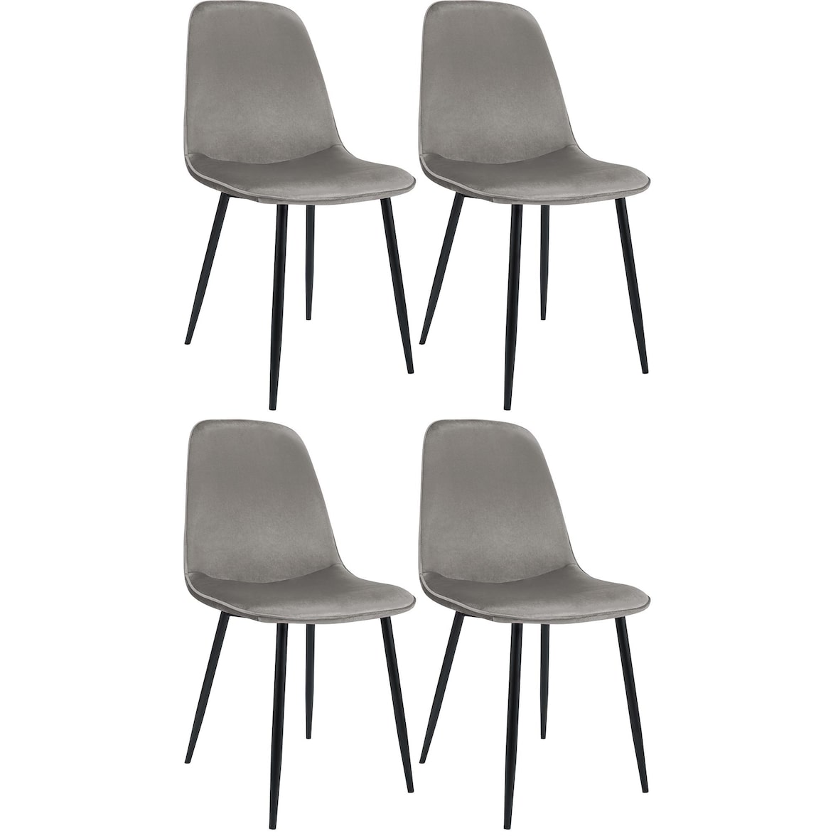 Set de 4 sillas de comedor Maryam Gris claro/Terciopelo