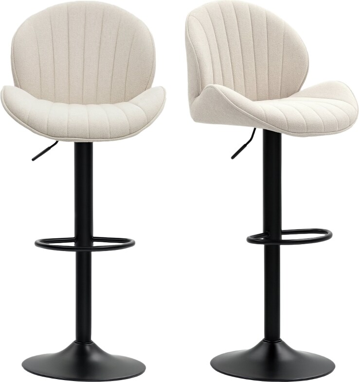 Barhocker Polyester Beige, höhenverstellbar 62–83 cm, 360° drehbar, mit Stahlgestell