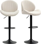 thumbnail of Barhocker Polyester Beige, höhenverstellbar 62–83 cm, 360° drehbar, mit Stahlgestell