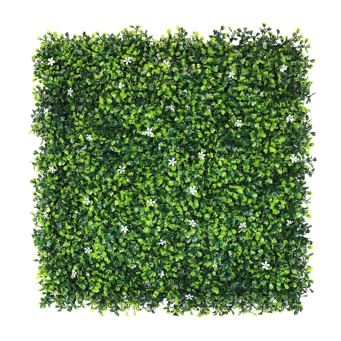 WellHome - Jardín Vertical Artificial - Panel de Seto 100x100cm para interior y exterior - con Hojas en color verde y Flores blancas