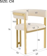 thumbnail of Merax 2er Set Esszimmerstühle Beige Chenille, Polsterstühle mit C-förmiger Rückenlehne, goldfarbenen Metallbeinen & 150 kg Belastbarkeit