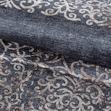 thumbnail of Carpetsale24 Waschbarer Kurzflor Teppich Schwarz 140x200 cm Ornament Design mit Rutschfester Rückseite, Ideal für Wohnzimmer, Schlafzimmer, Flur