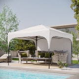 thumbnail of Carpa plegable 3x3 m cenador de jardín con altura ajustable 1 pared lateral impermeable 4 bolsas de arena y bolsa de transporte blanco