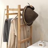 thumbnail of HOMCOM perchero de pie de bambú, con 2 estantes, 2 ganchos, 5 barras, con estructura de acero, para colgar ropa, en pasillo, natural y negro