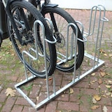 thumbnail of Fahrradständer für 6 Fahrräder höhenversetzt 210 x 75,5 cm Stahl feuerverzinkt grau 2x3 Bodenparker Reihenparker